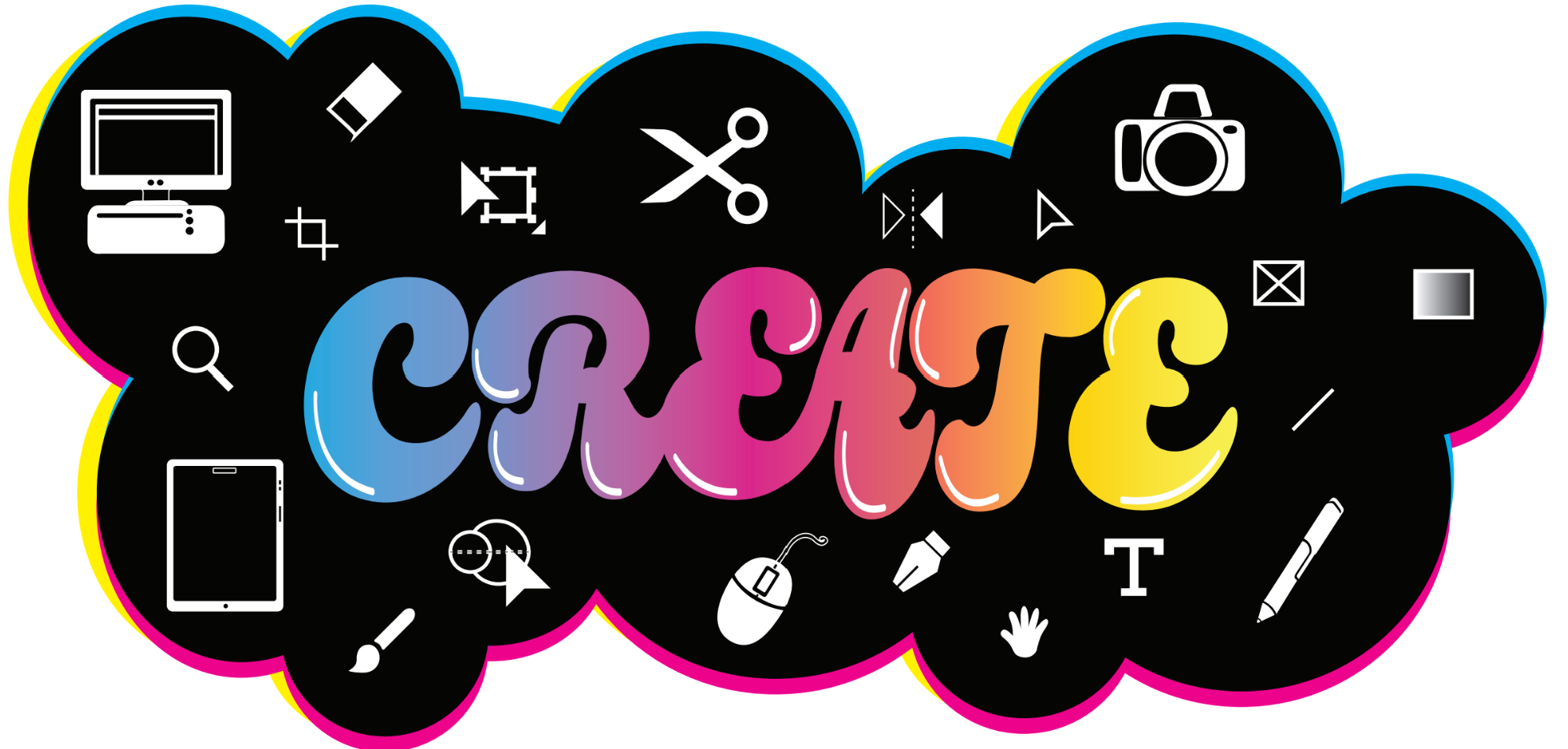 bubble graphic with the word create in the center