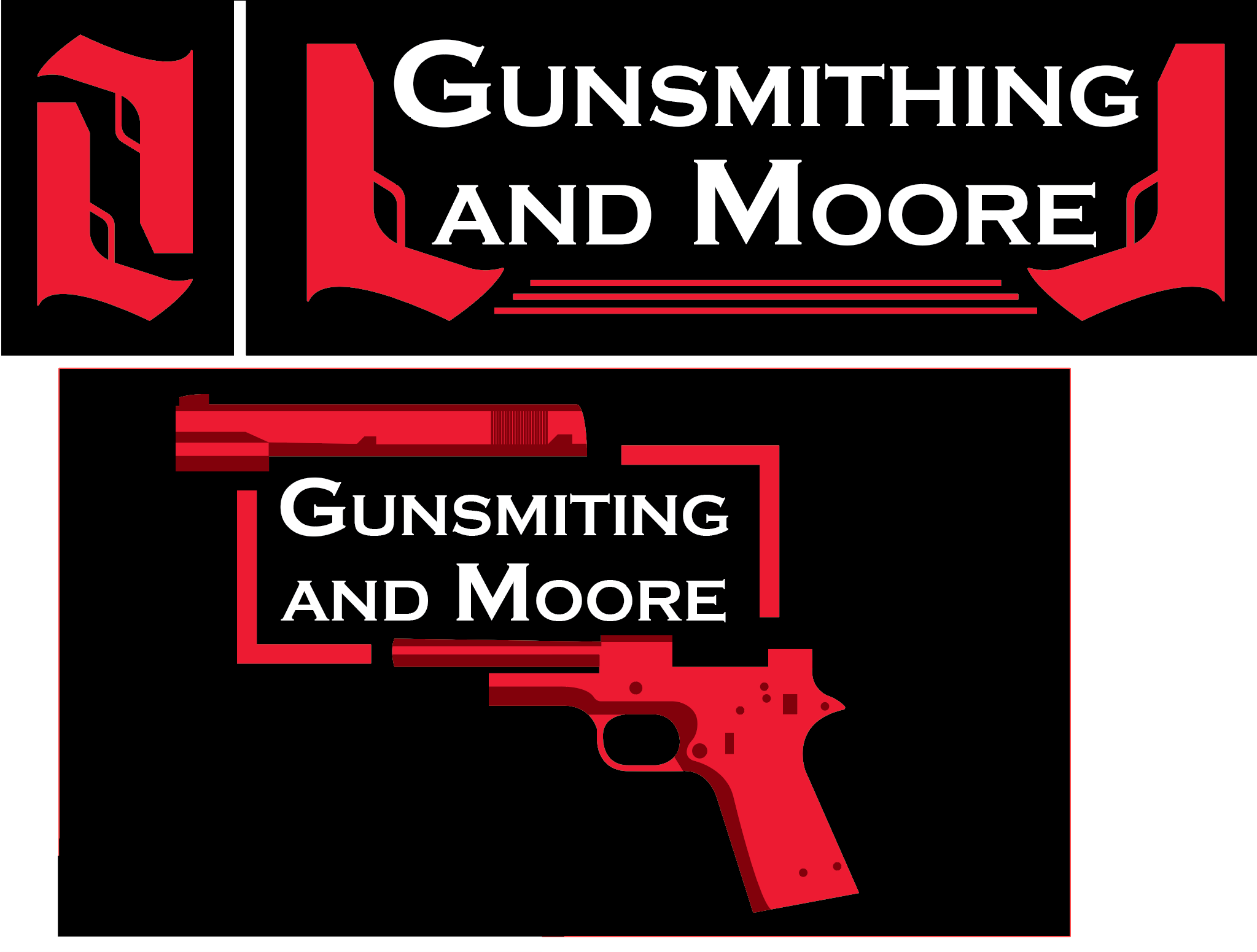 multiple variations of a gun smithing logo
