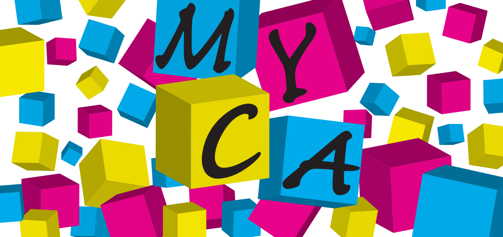 graphic with blocks with the letters M-Y-C-A on them