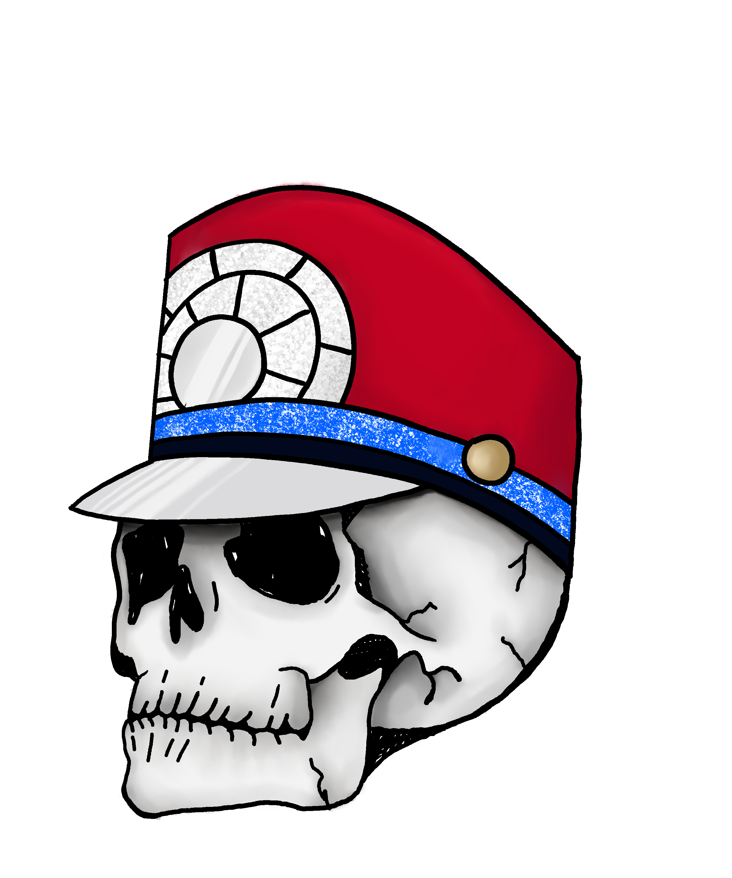 a skull with a shako on